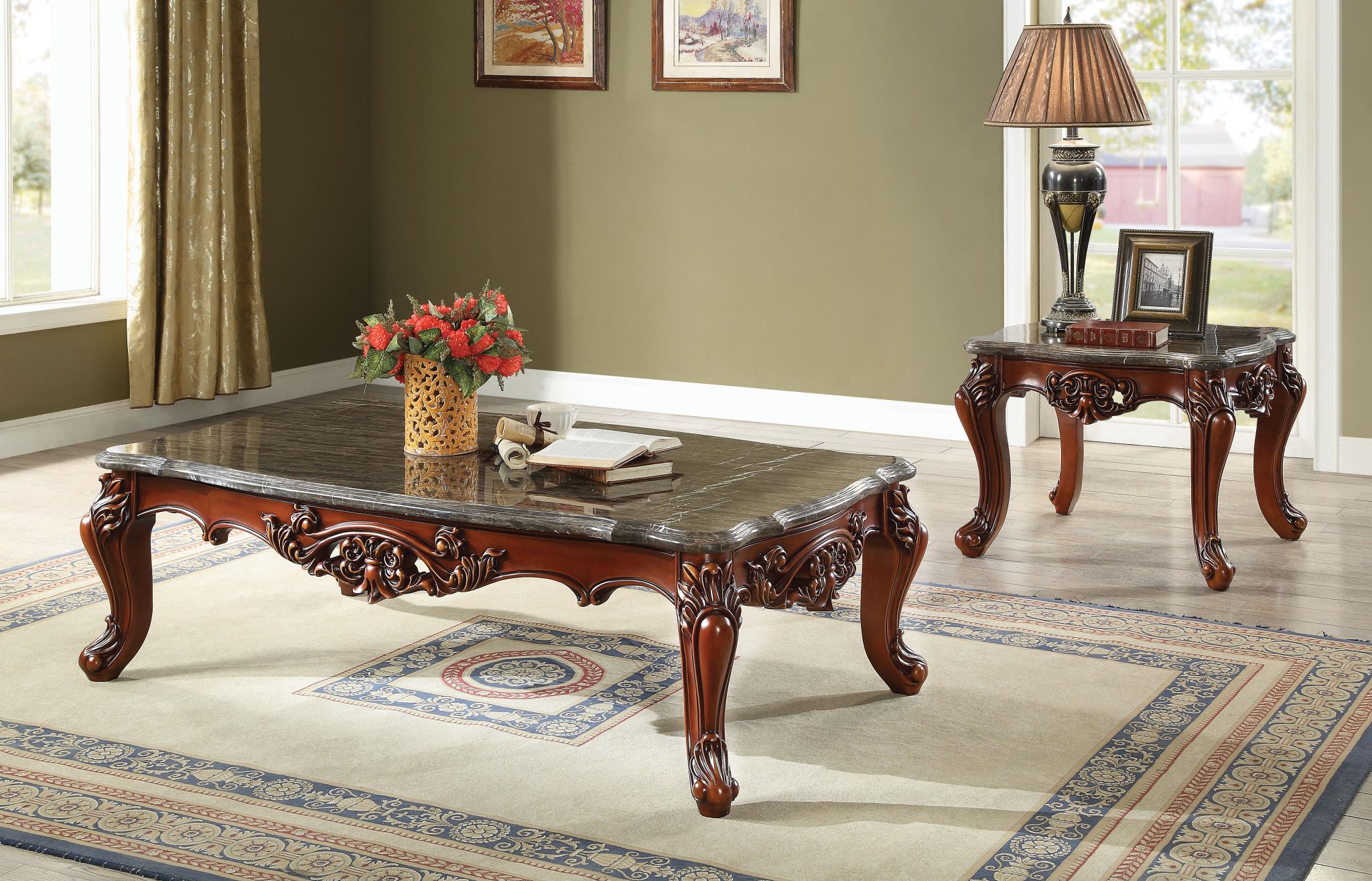 Coffee table set discount with marble top